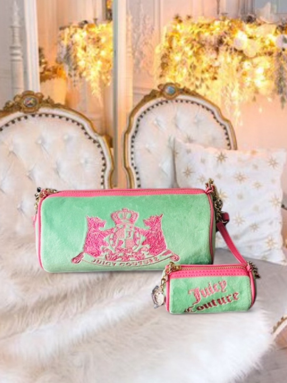💚Juicy Couture Retro Scottie Dog Barrel With Matching Mini NWT💕